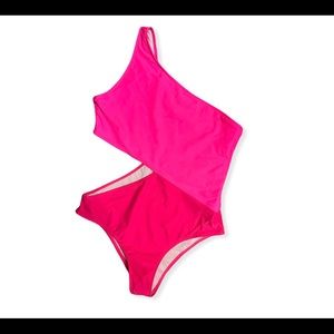Never worn one shoulder pink cutout swimsuit